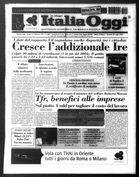 Italia oggi : quotidiano di economia finanza e politica